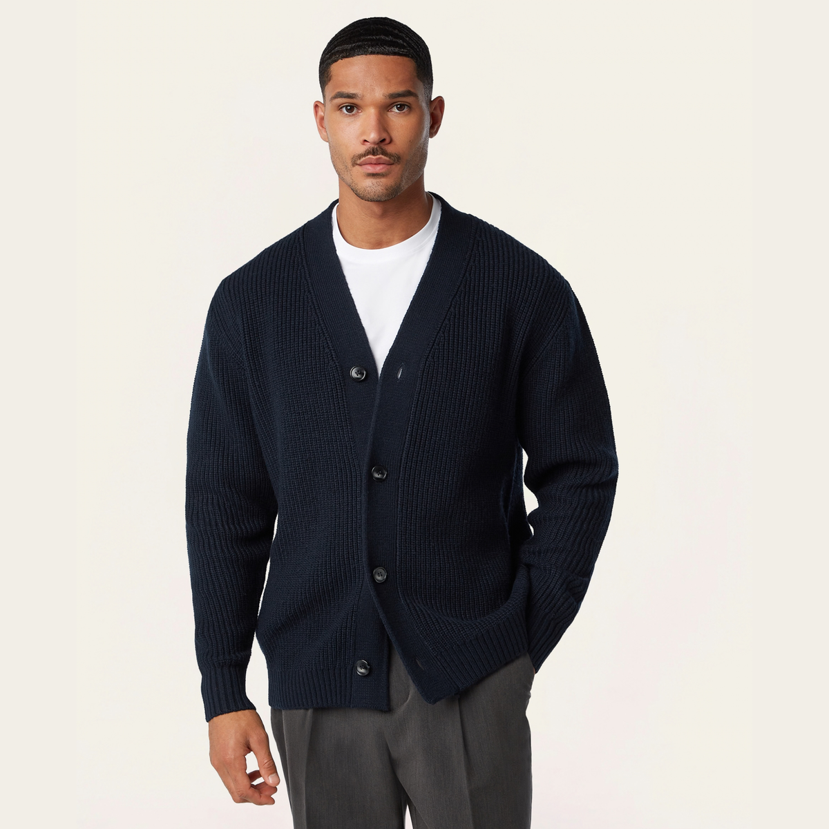 Heavy Seawool Cardigan Navy