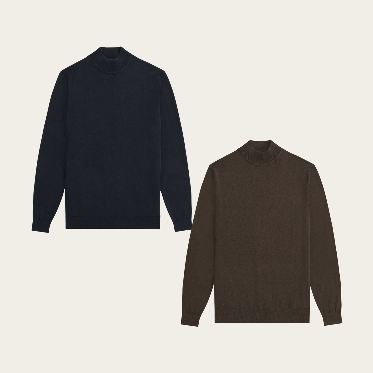 Seawool Mockneck bundle | Navy & Dark brown