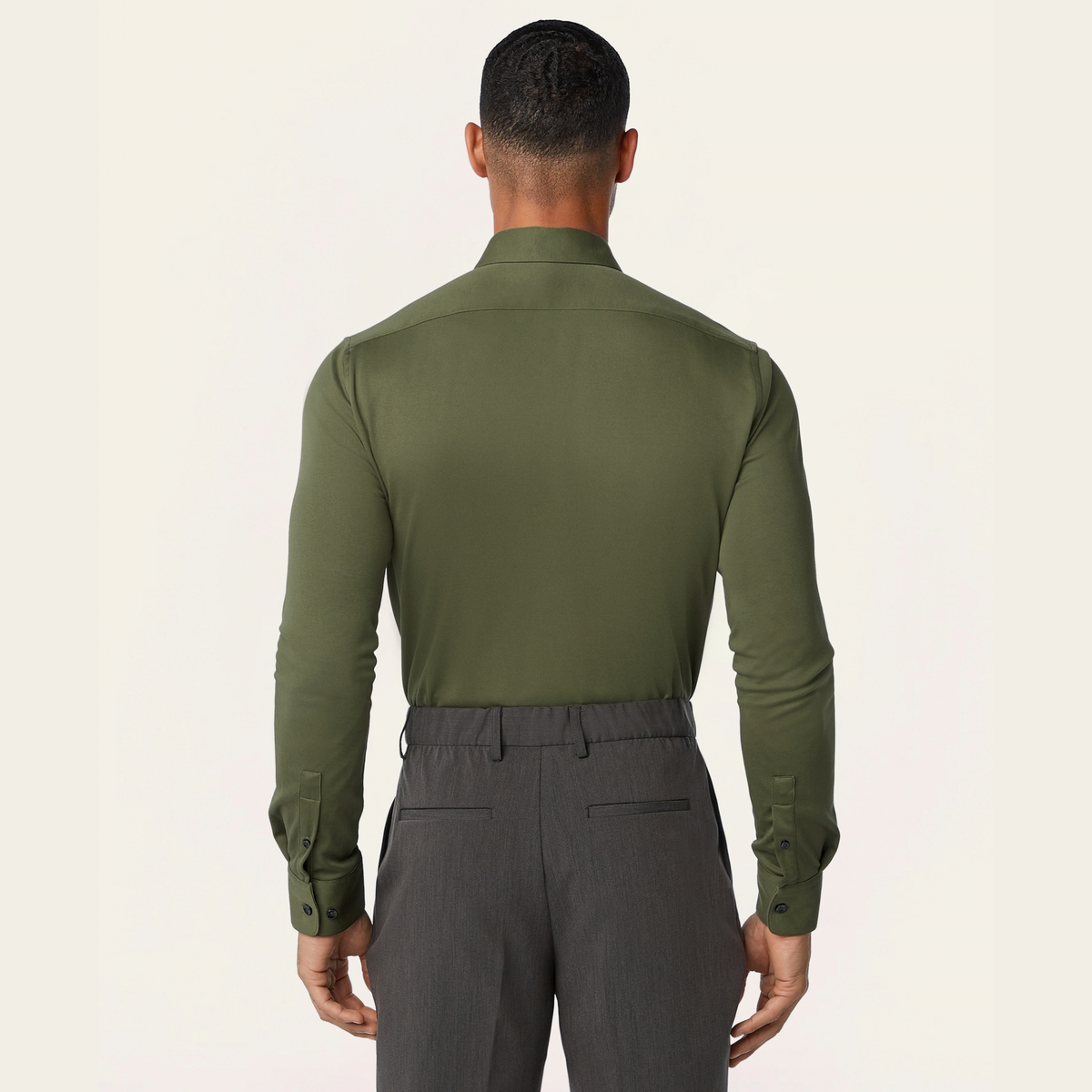 Knitted non-iron shirt Dark Olive