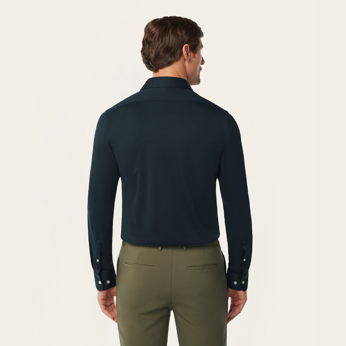 Knitted non-iron shirt navy