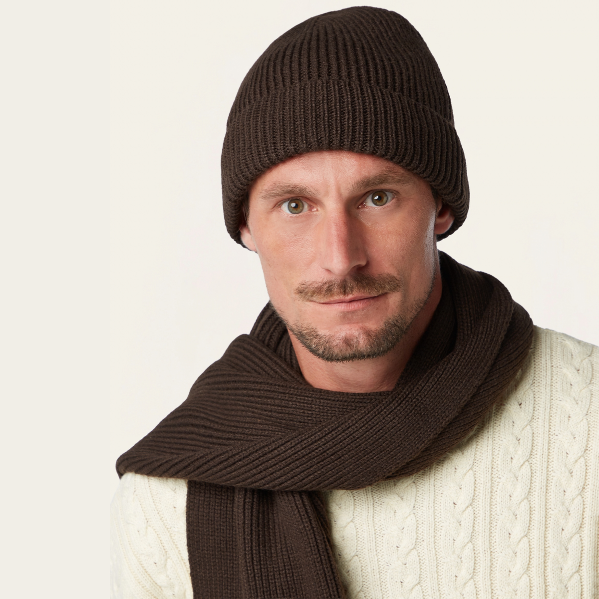 Heavy Seawool Dark brown Beanie & Scarf bundle