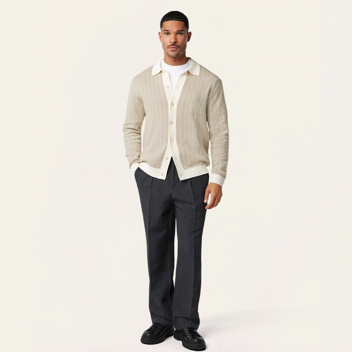Jacquard Cardigan Camel