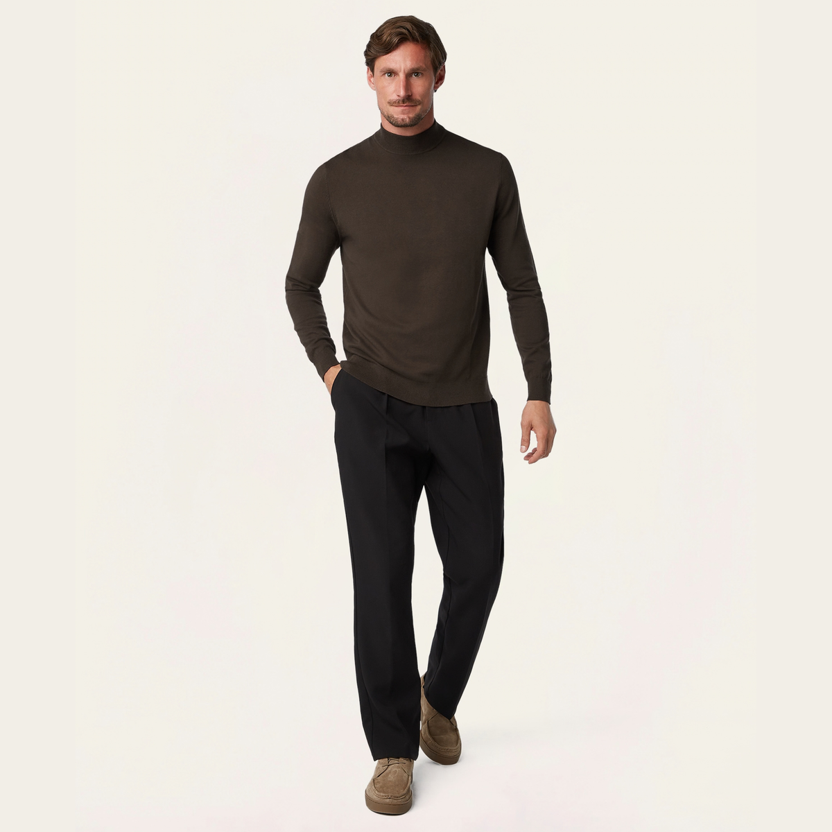 Seawool Mockneck Dark Brown