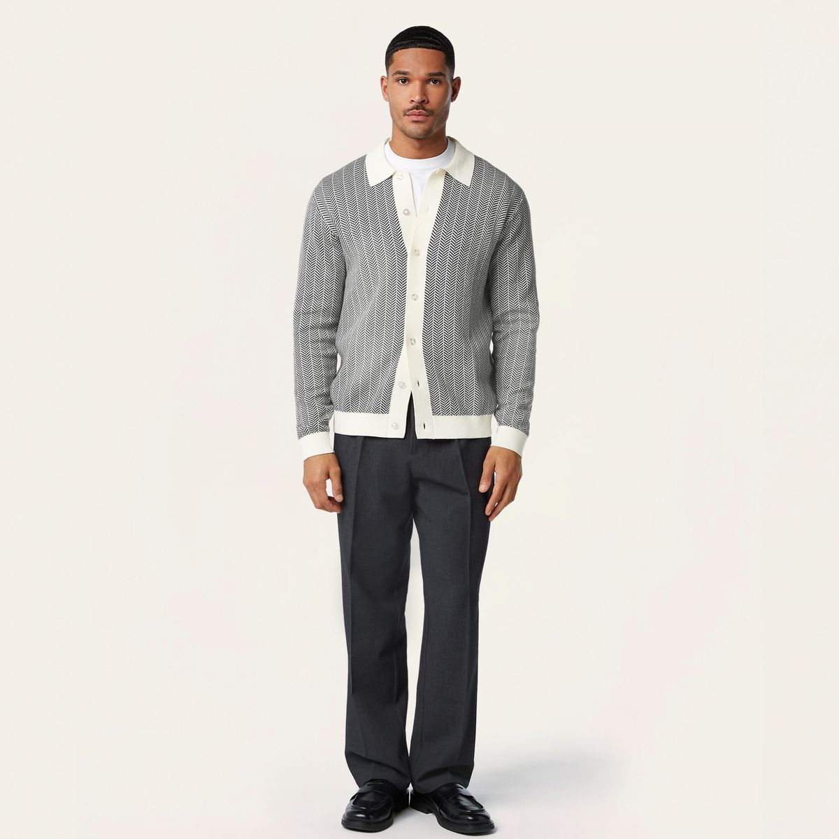 Jacquard Cardigan Dark Grey