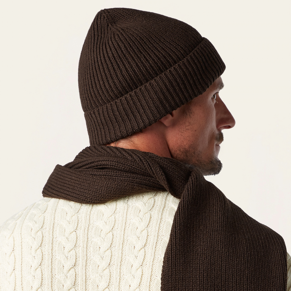 Heavy Seawool Beanie Dark Brown
