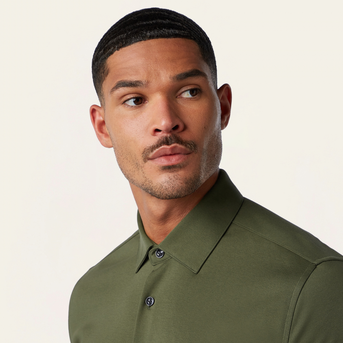 Knitted non-iron shirt Dark Olive