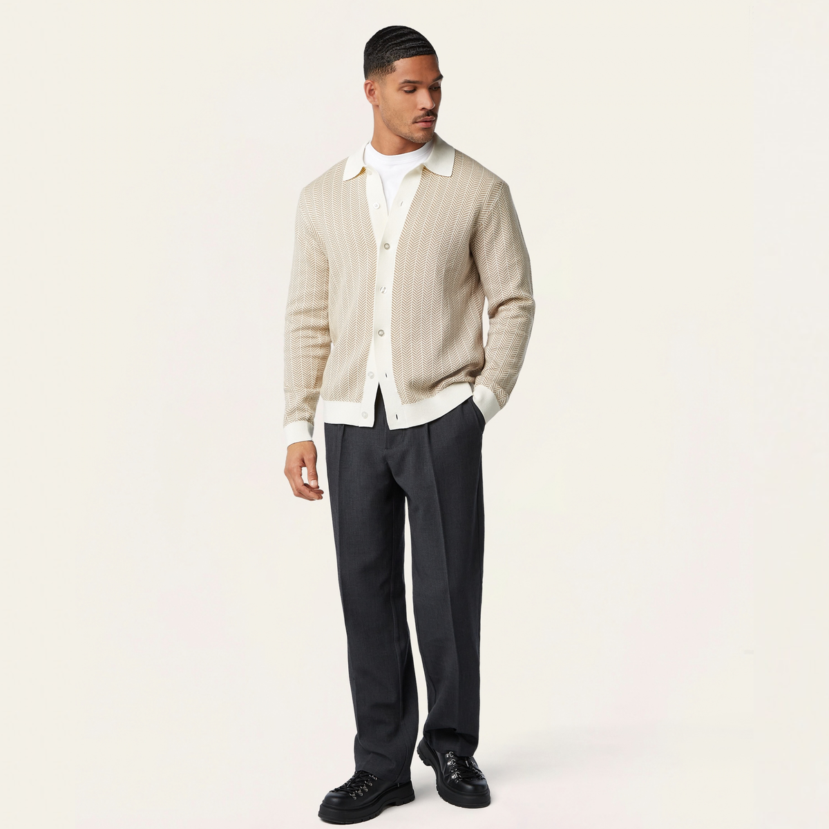 Jacquard Cardigan Camel