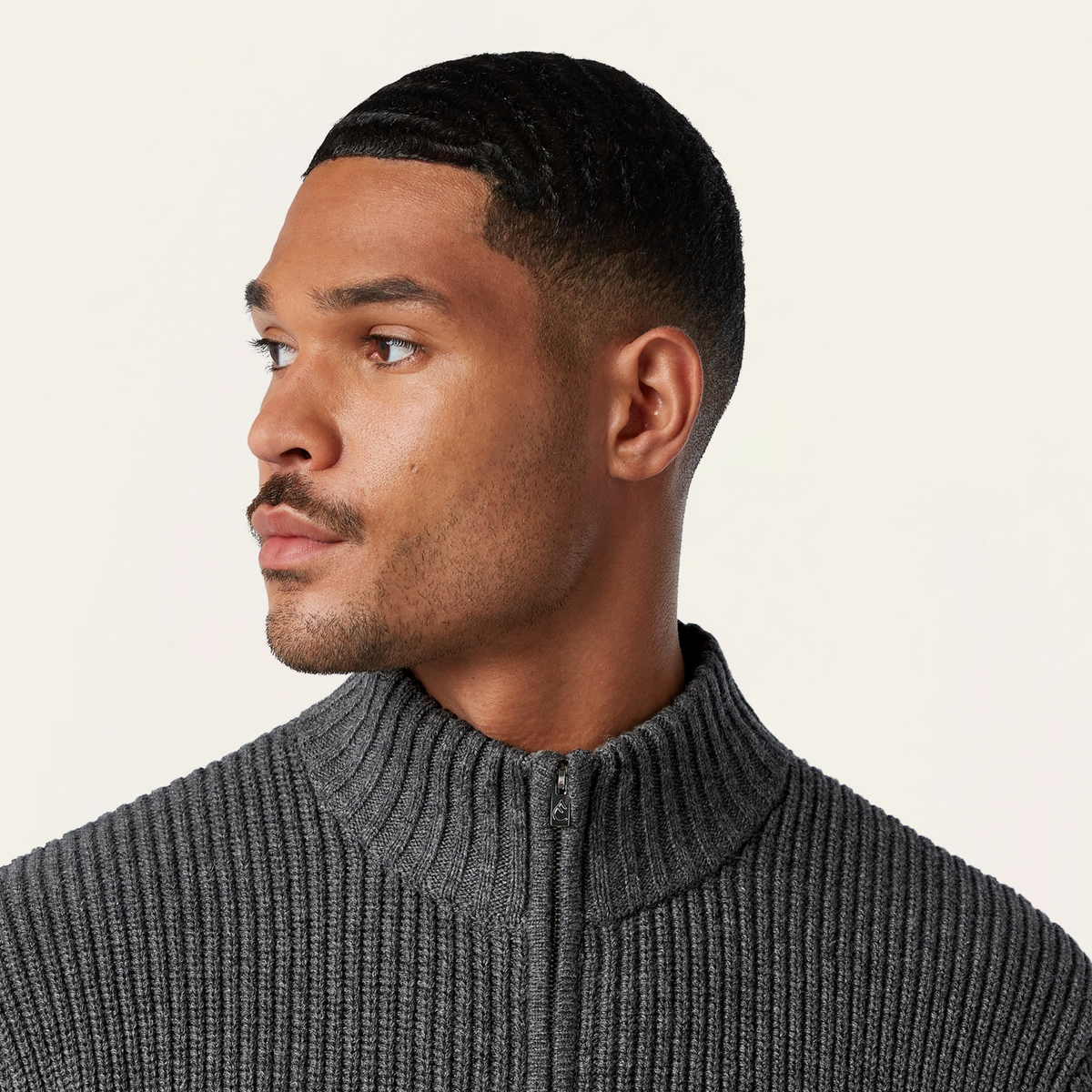 Heavy Seawool Full Zip Cardigan Dark Grey