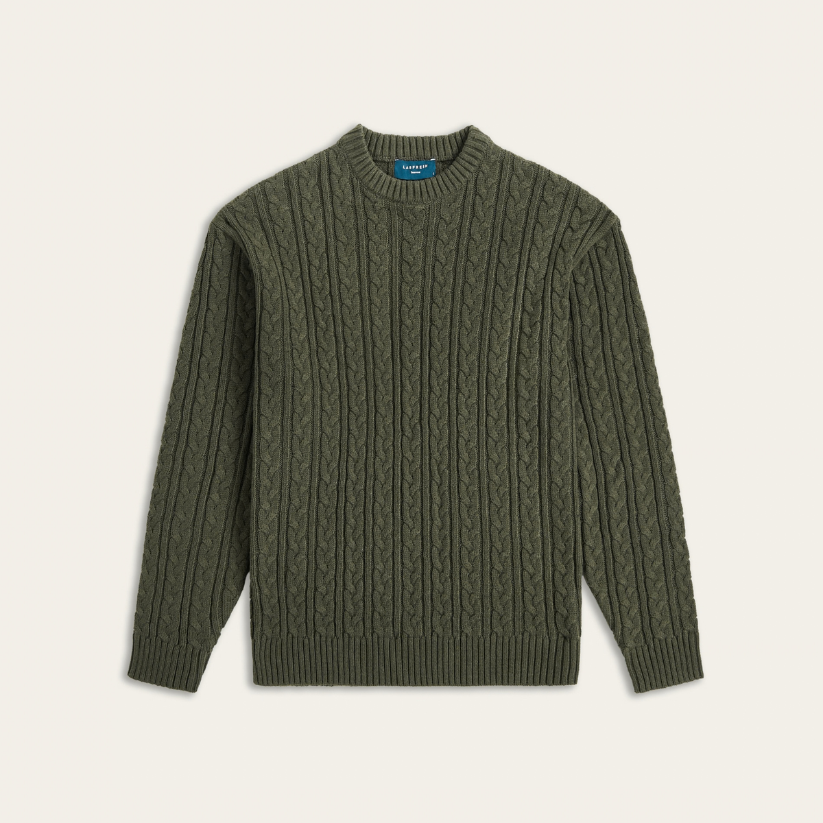 Heavy Seawool Cable Crewneck Dark Olive