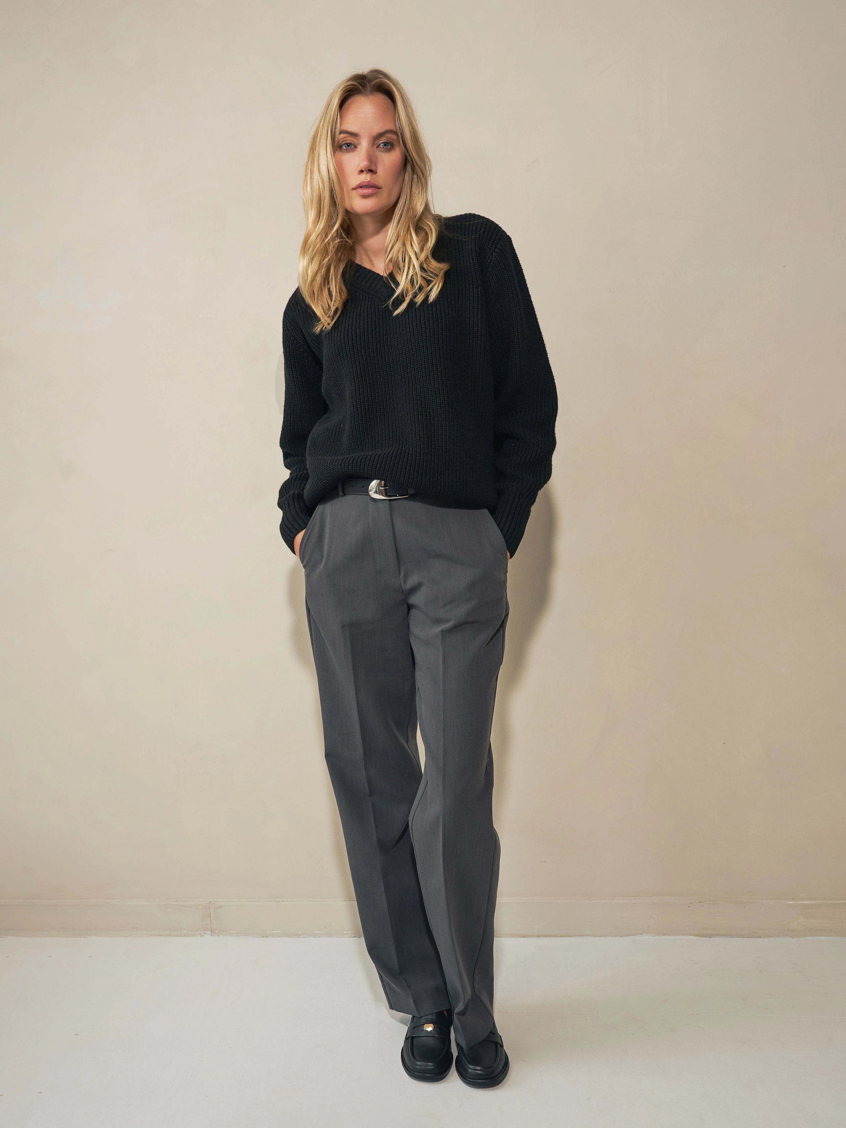 Heavy Seawool V-neck - Black