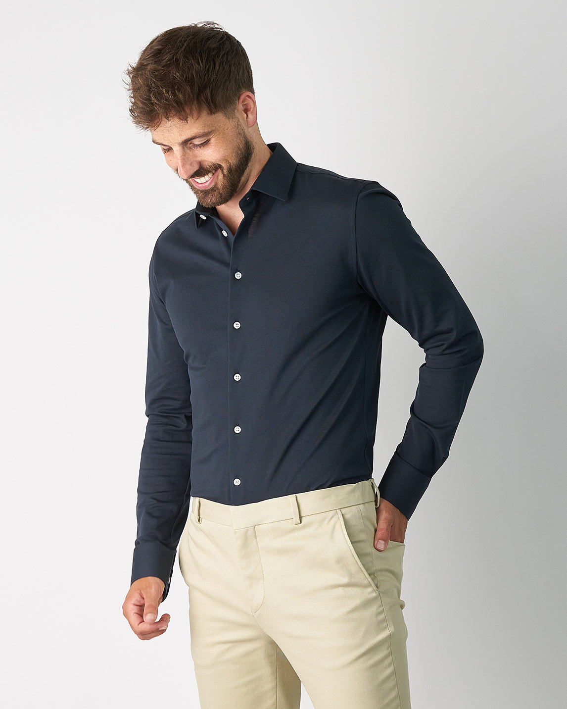 Prior Tech: Knitted shirt navy
