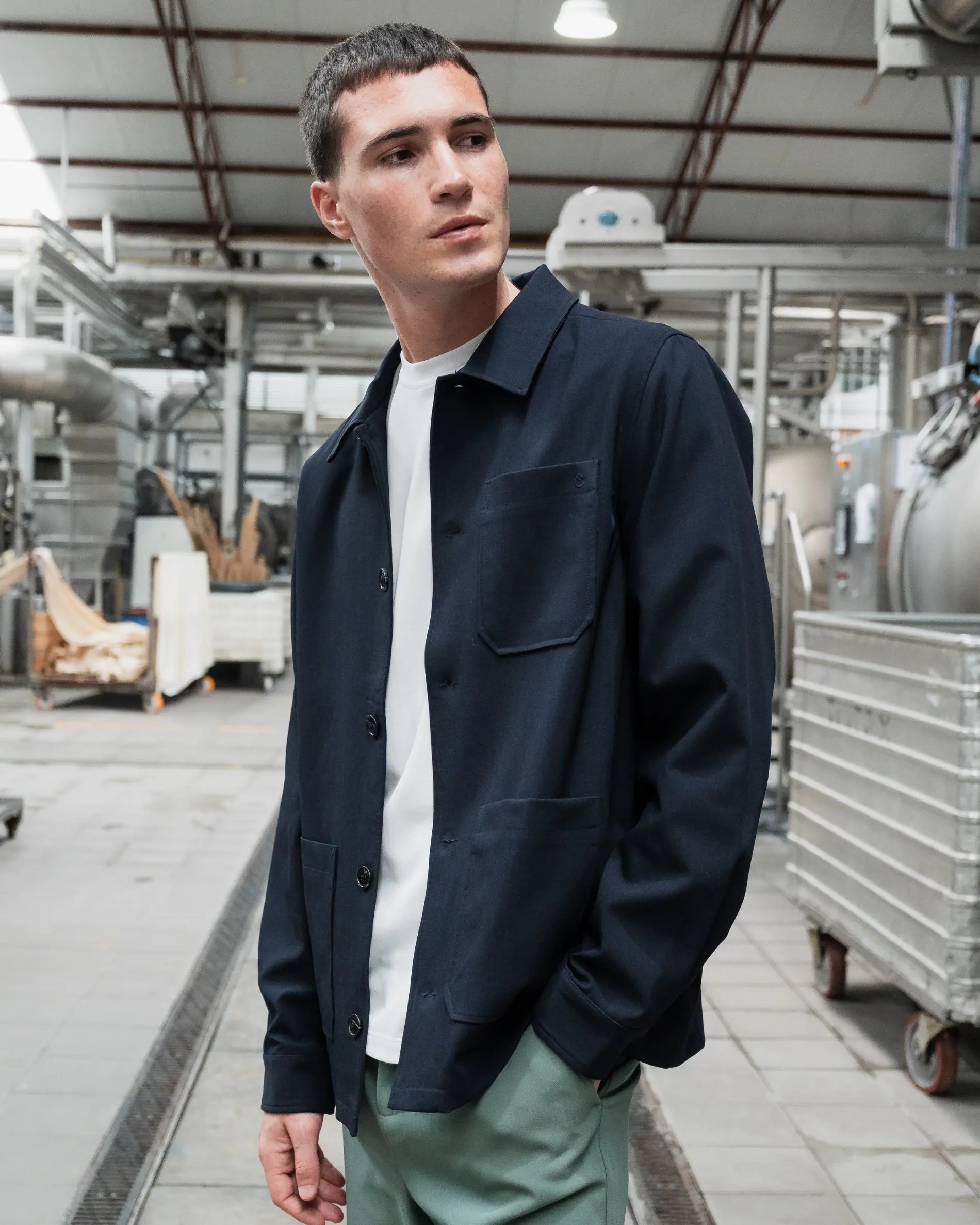 アンドハー　Ecoleather Shirts Jacket Navy Water-Repellent Shirt Jacket | LABFRESH