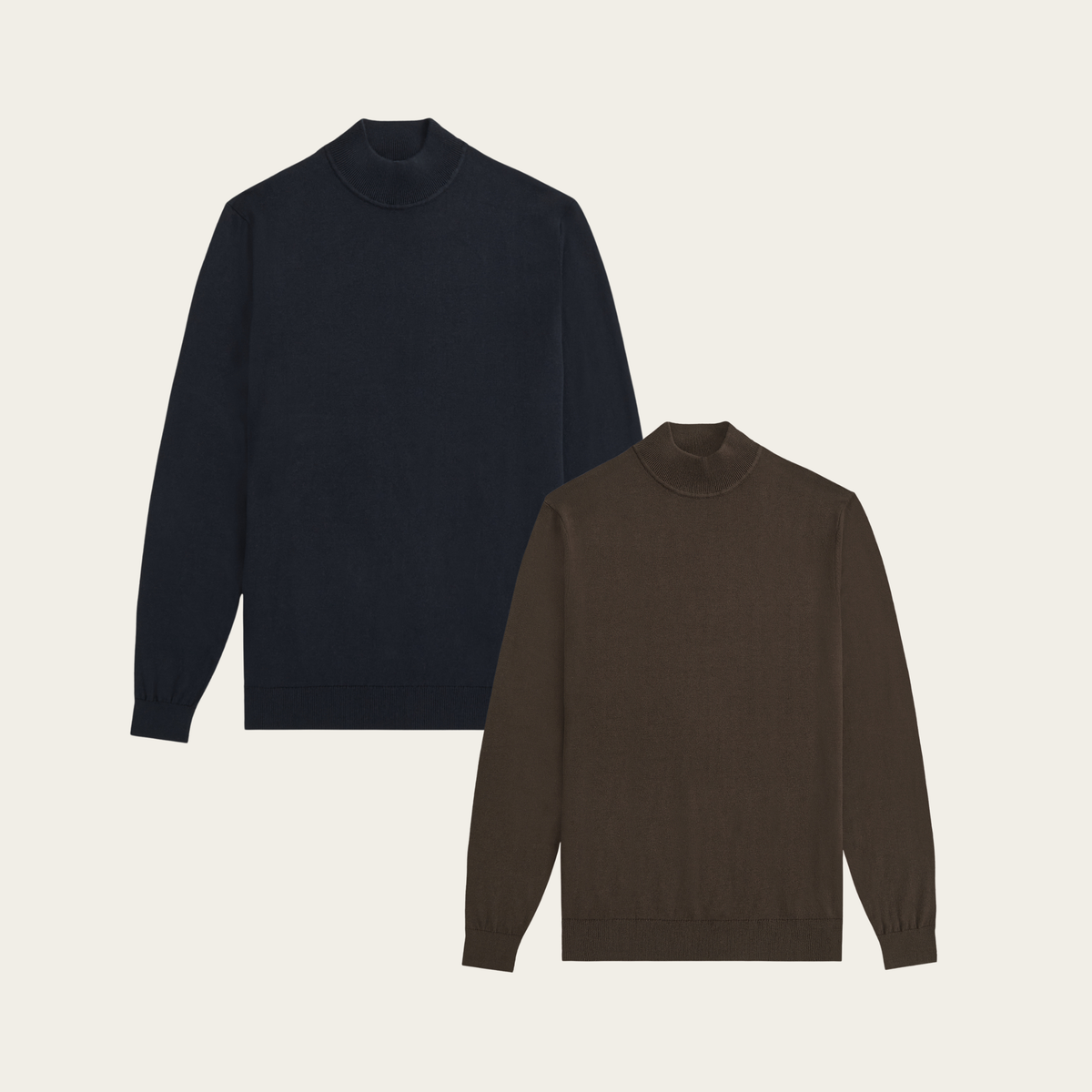 Seawool Mockneck bundle | Navy & Dark brown