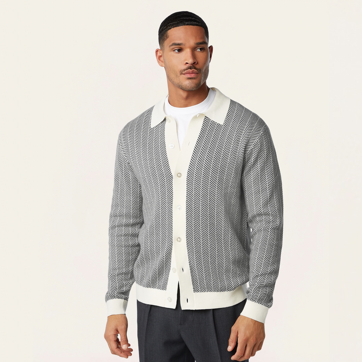 Jacquard Cardigan Dark Grey