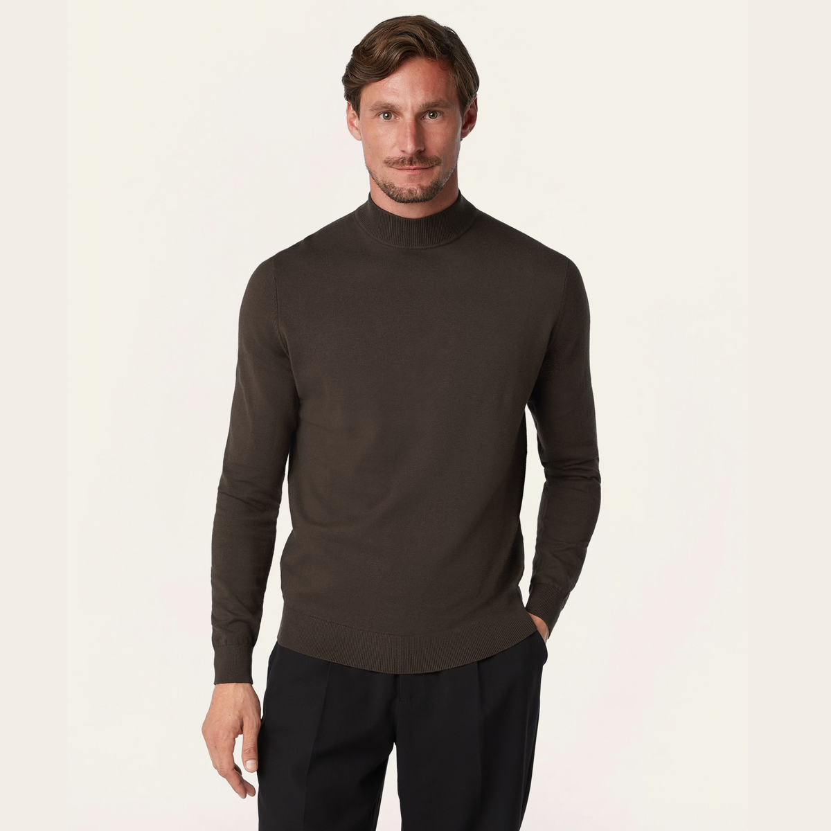 Seawool Mockneck Dark Brown
