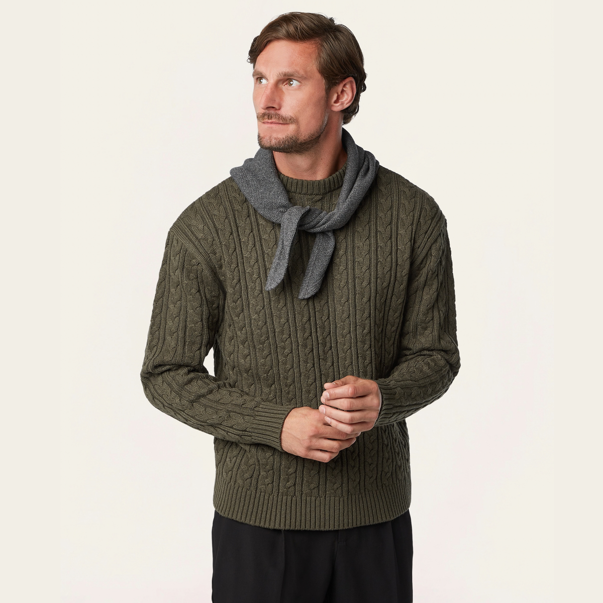 Heavy Seawool Triangle Scarf Dark Grey