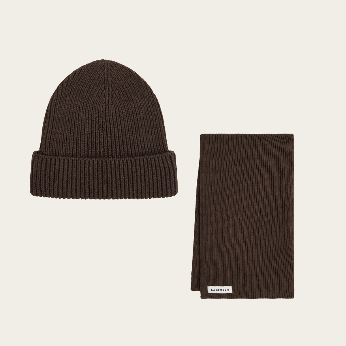 Heavy Seawool Dark brown Beanie & Scarf bundle