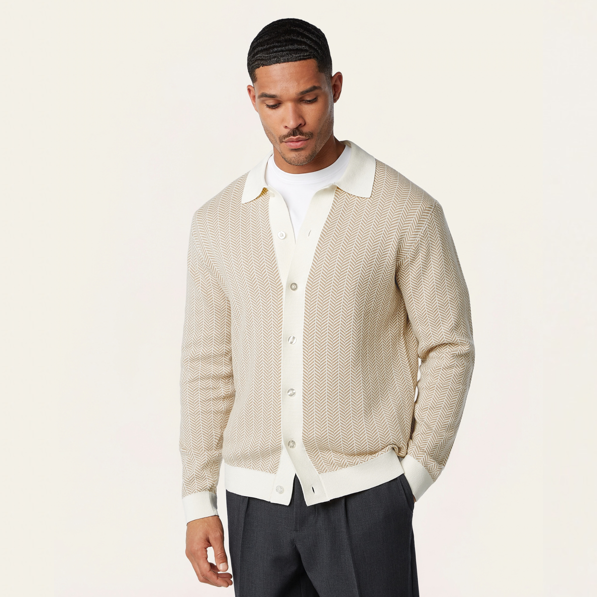 Jacquard Cardigan Camel