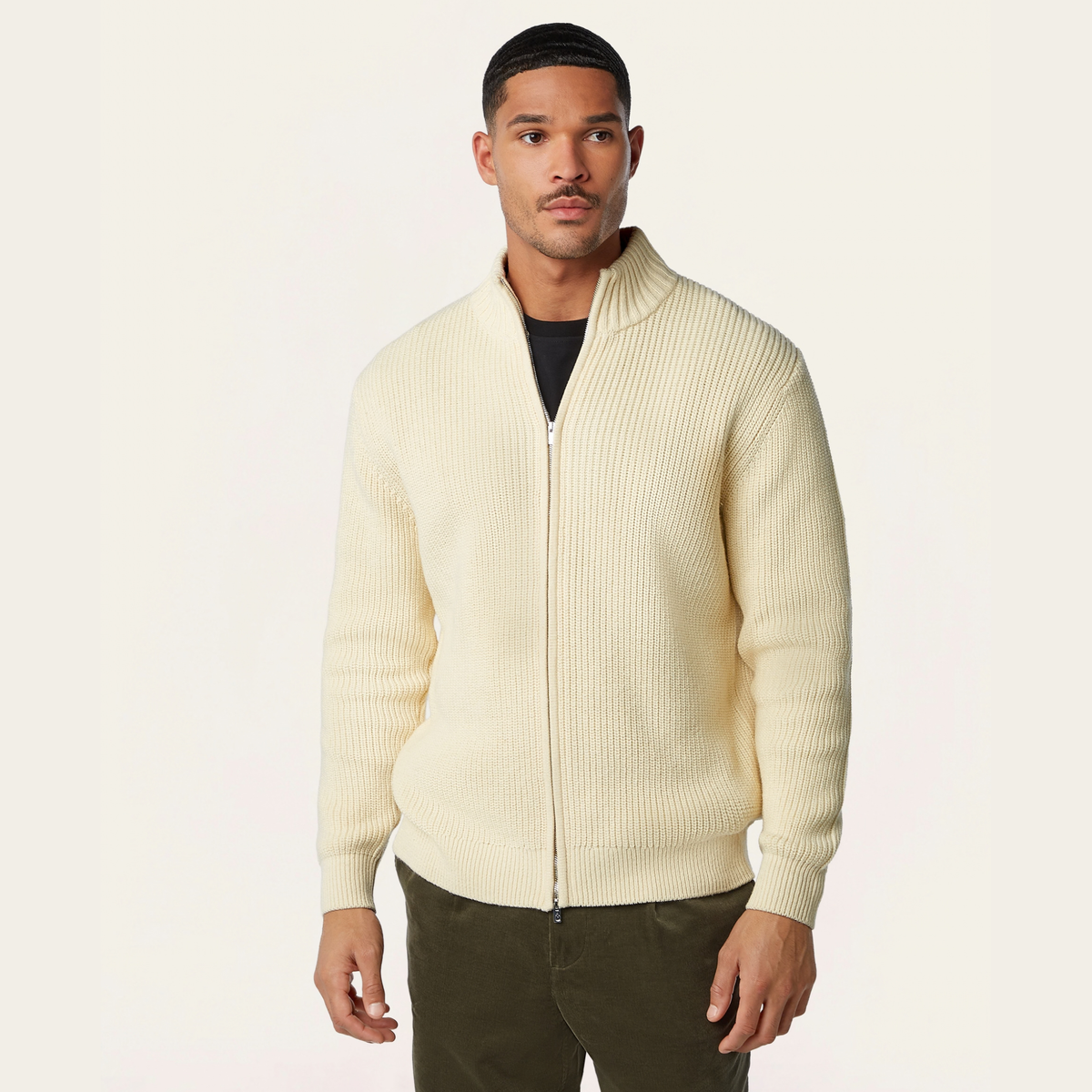 Heavy Seawool Full Zip Cardigan Off White