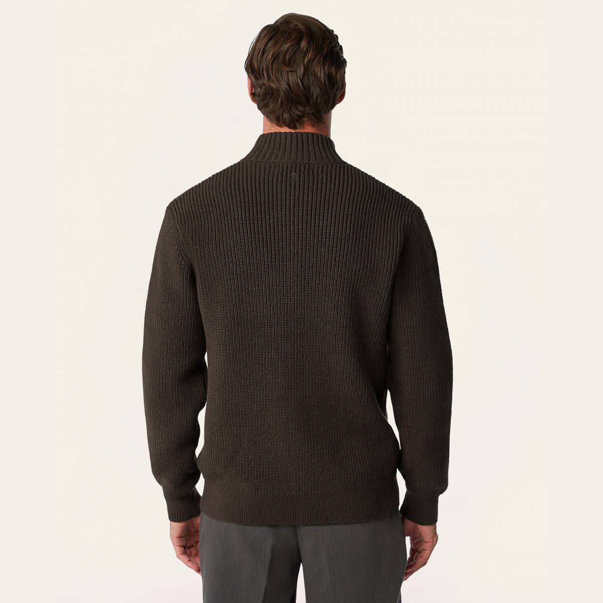 Heavy Seawool Full Zip Cardigan Dark Brown