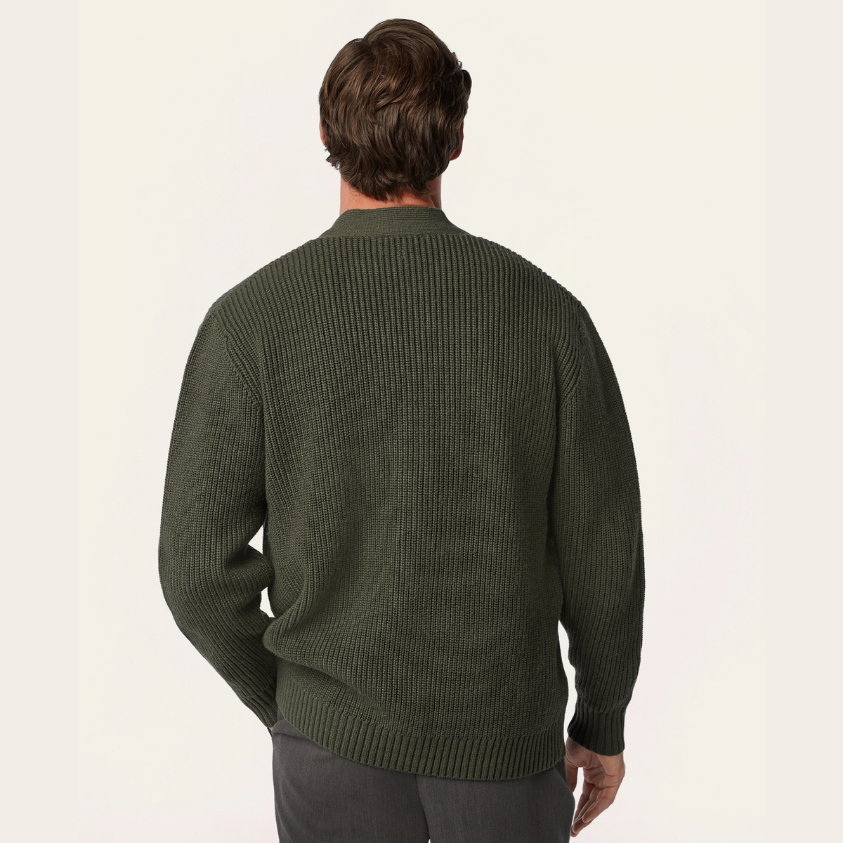 Heavy Seawool Cardigan Dark Olive