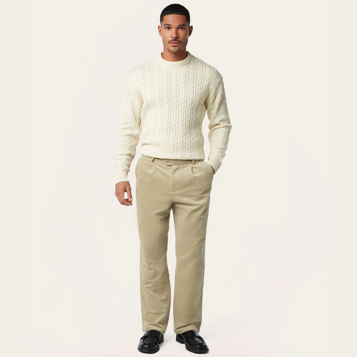 Straight Corduroy Pants Sand