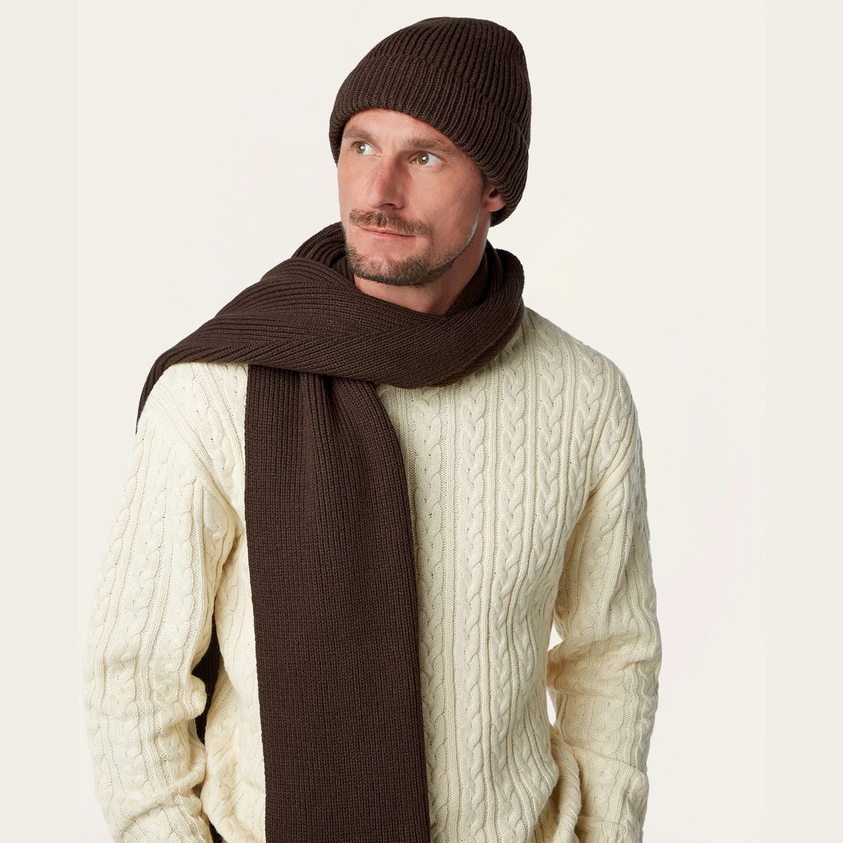Heavy Seawool Beanie Dark Brown