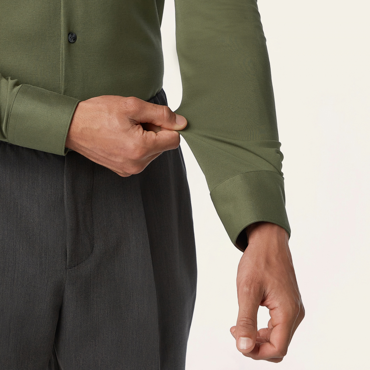 Knitted non-iron shirt Dark Olive