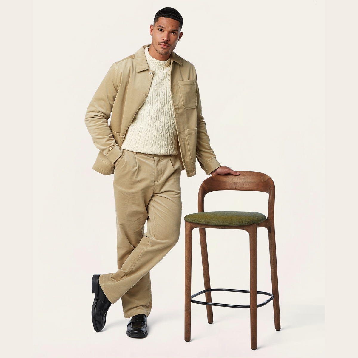 Straight Corduroy Pants Sand