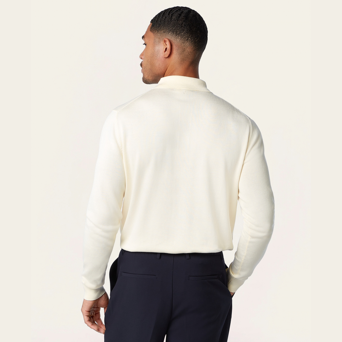Knitted Long-sleeve Polo Off-white