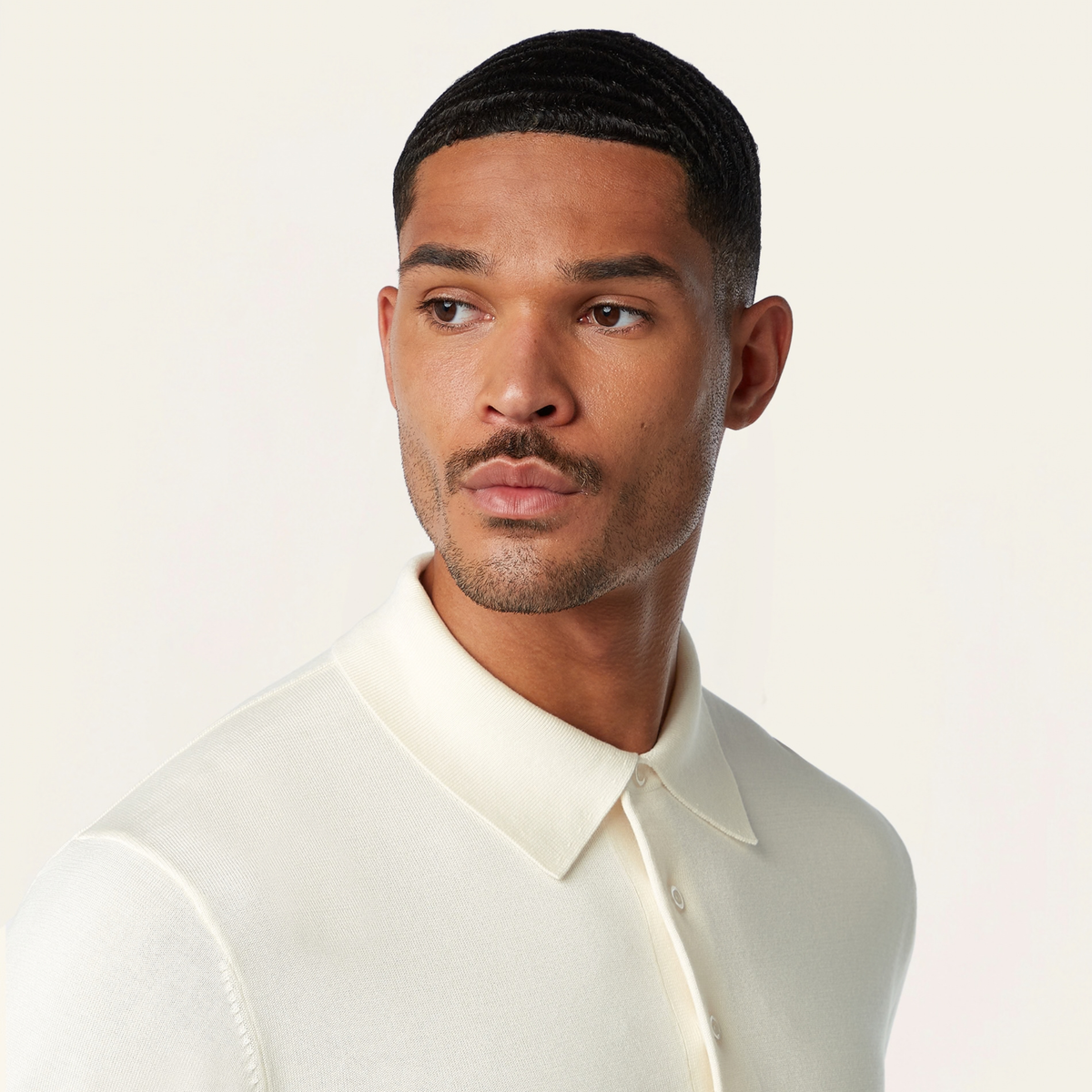 Knitted Long-sleeve Polo Off-white