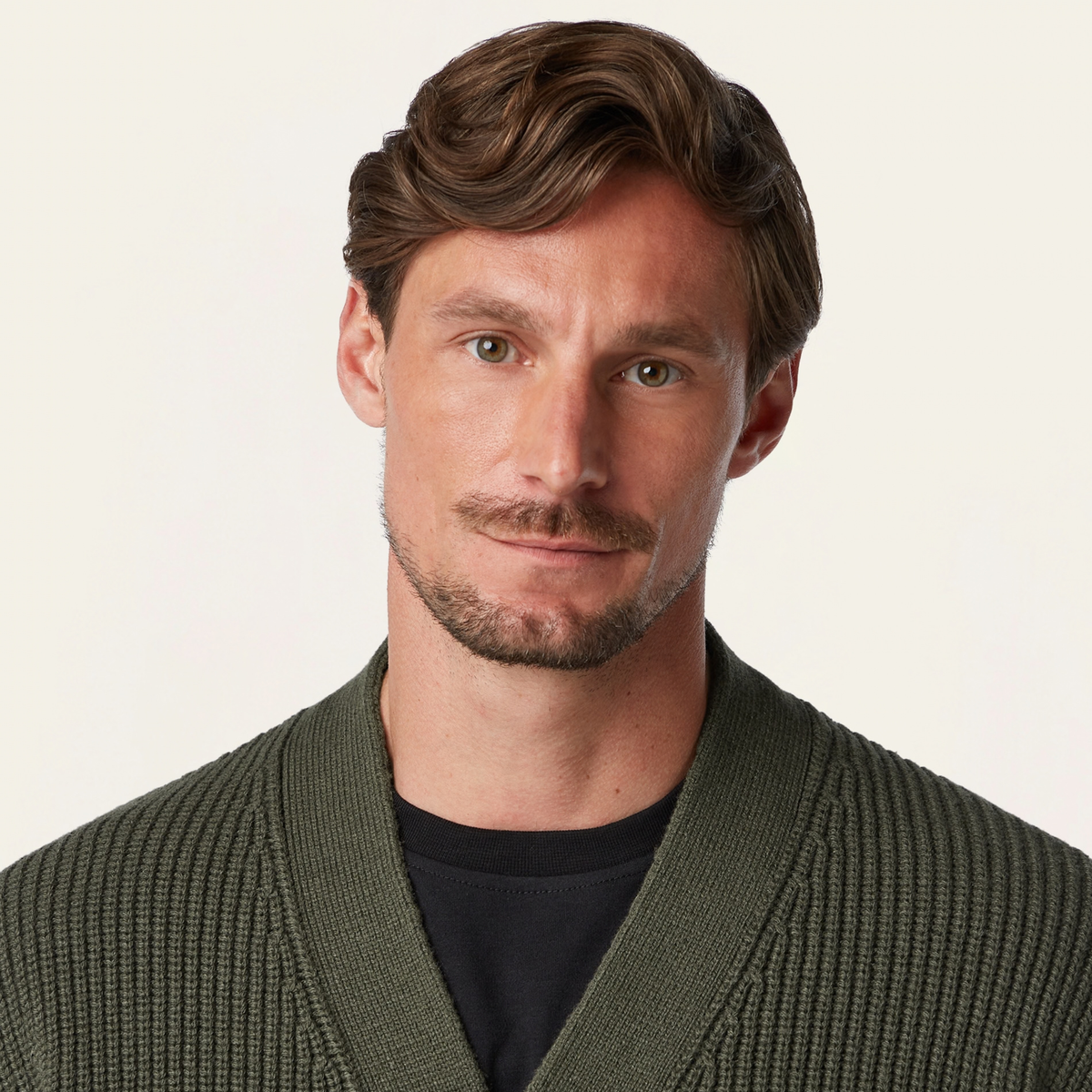 Heavy Seawool Cardigan Dark Olive