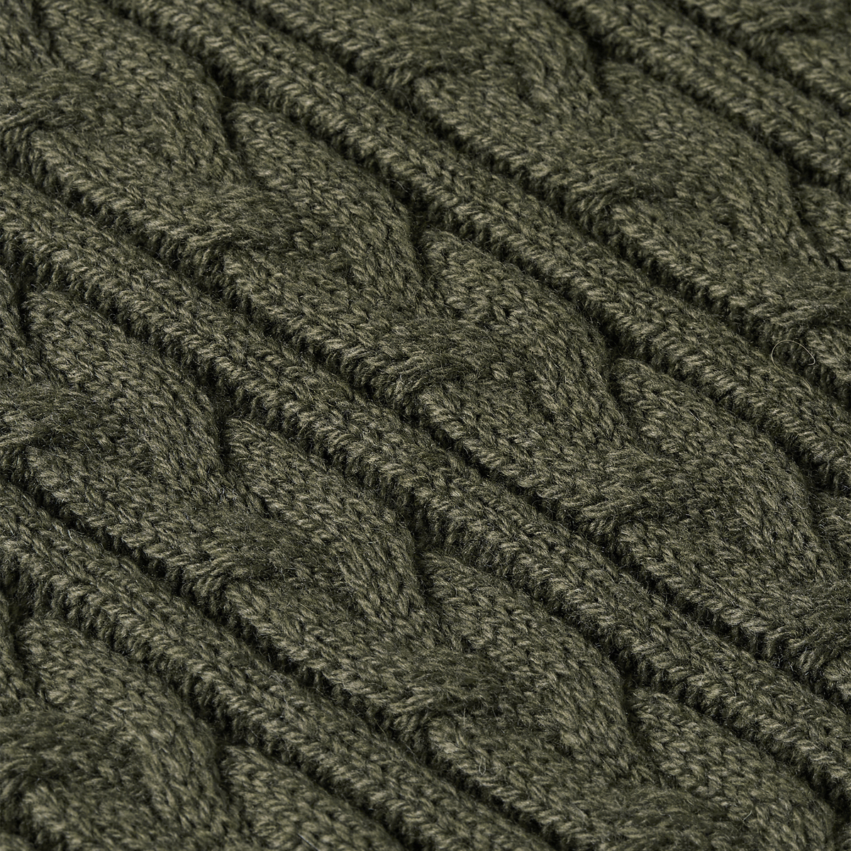Heavy Seawool Cable Crewneck Dark Olive