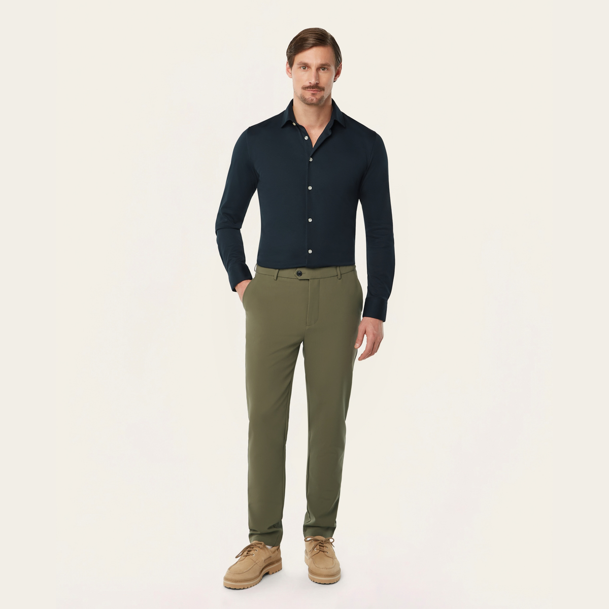 Knitted non-iron shirt navy