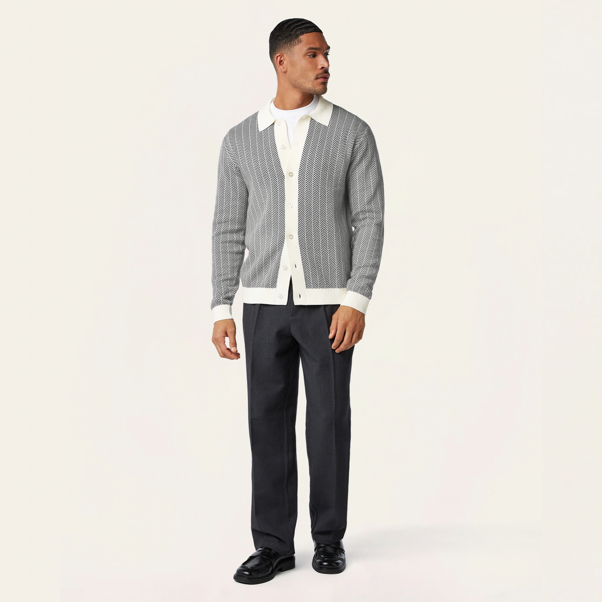 Jacquard Cardigan Dark Grey
