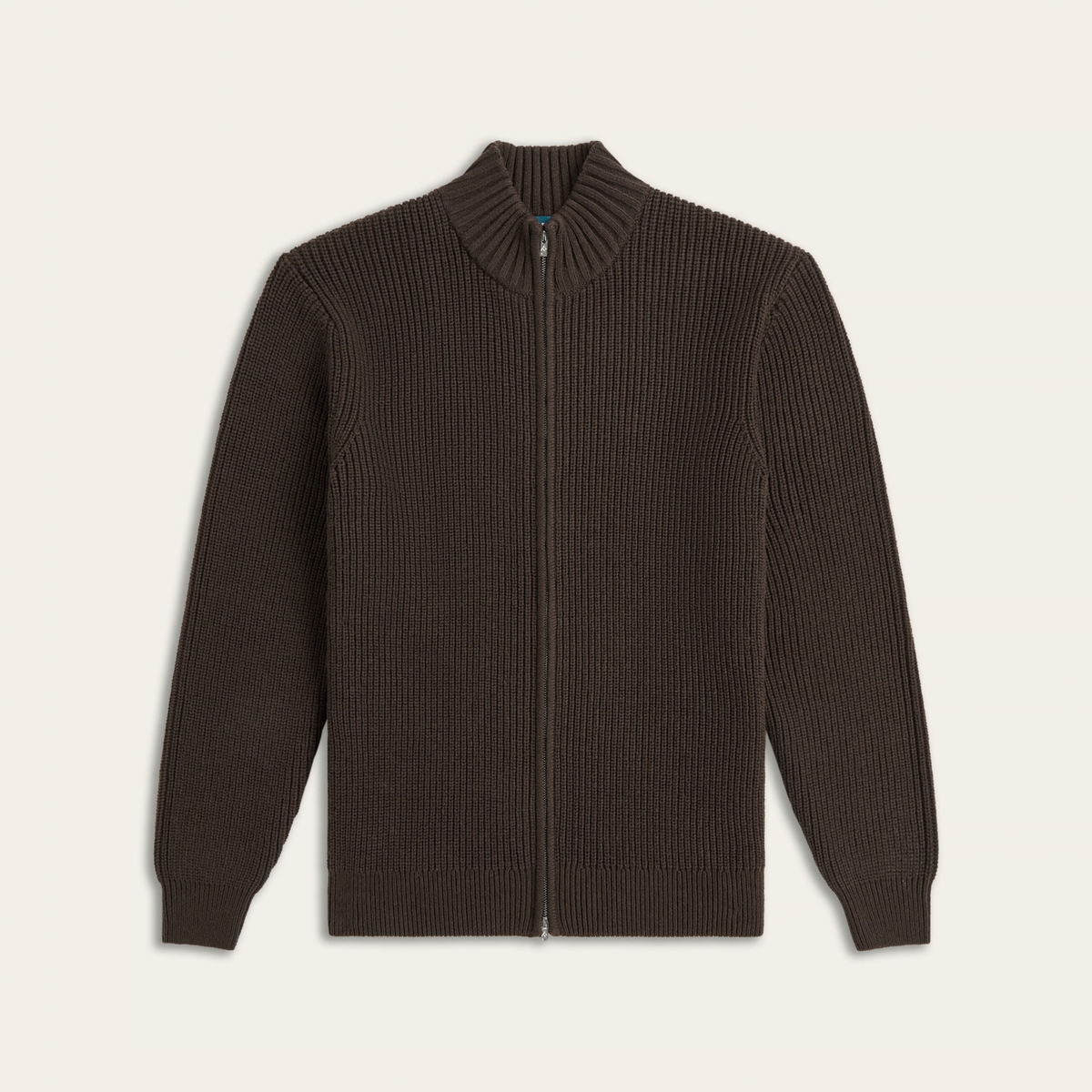 Heavy Seawool Full Zip Cardigan Dark Brown