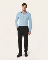 Knitted non-iron shirt blue