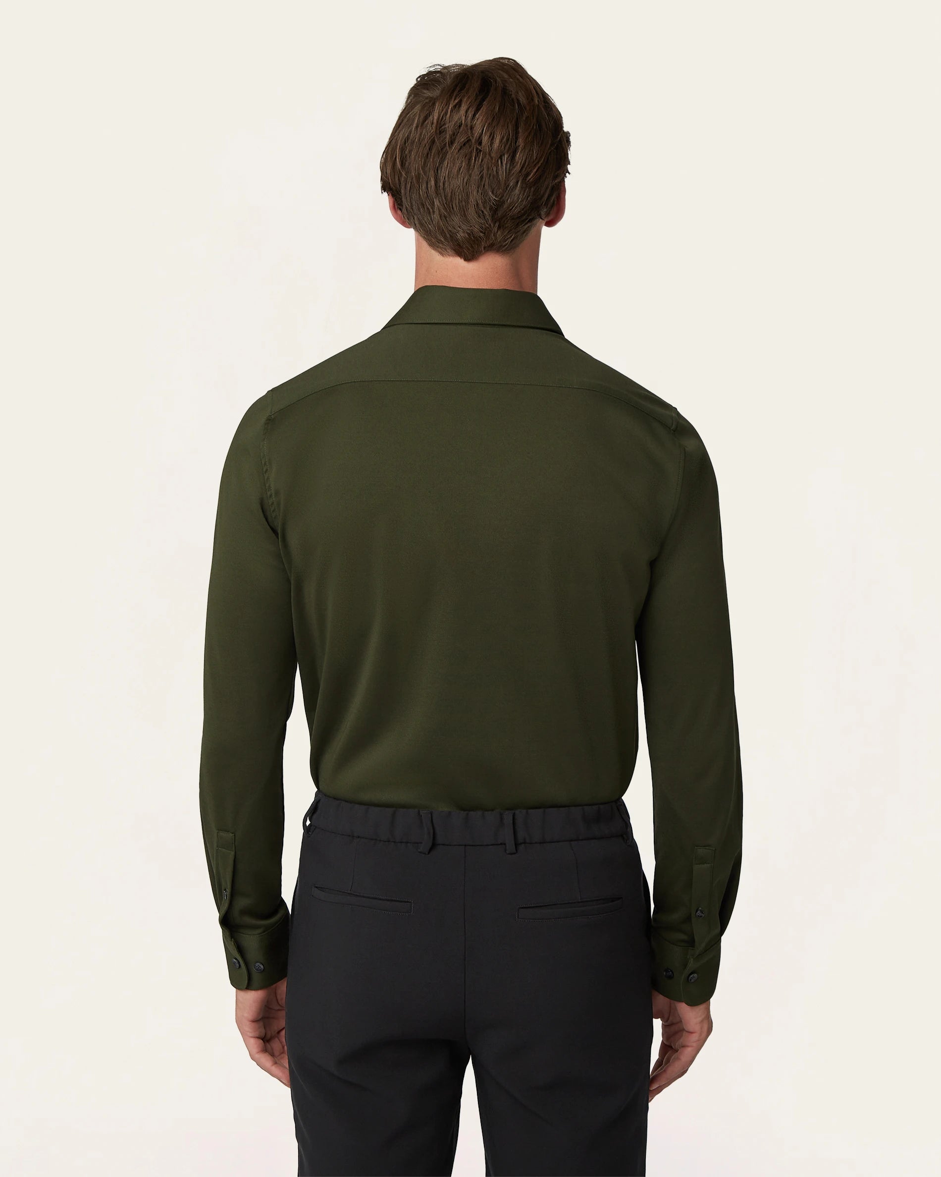 Knitted non-iron shirt Dark Green