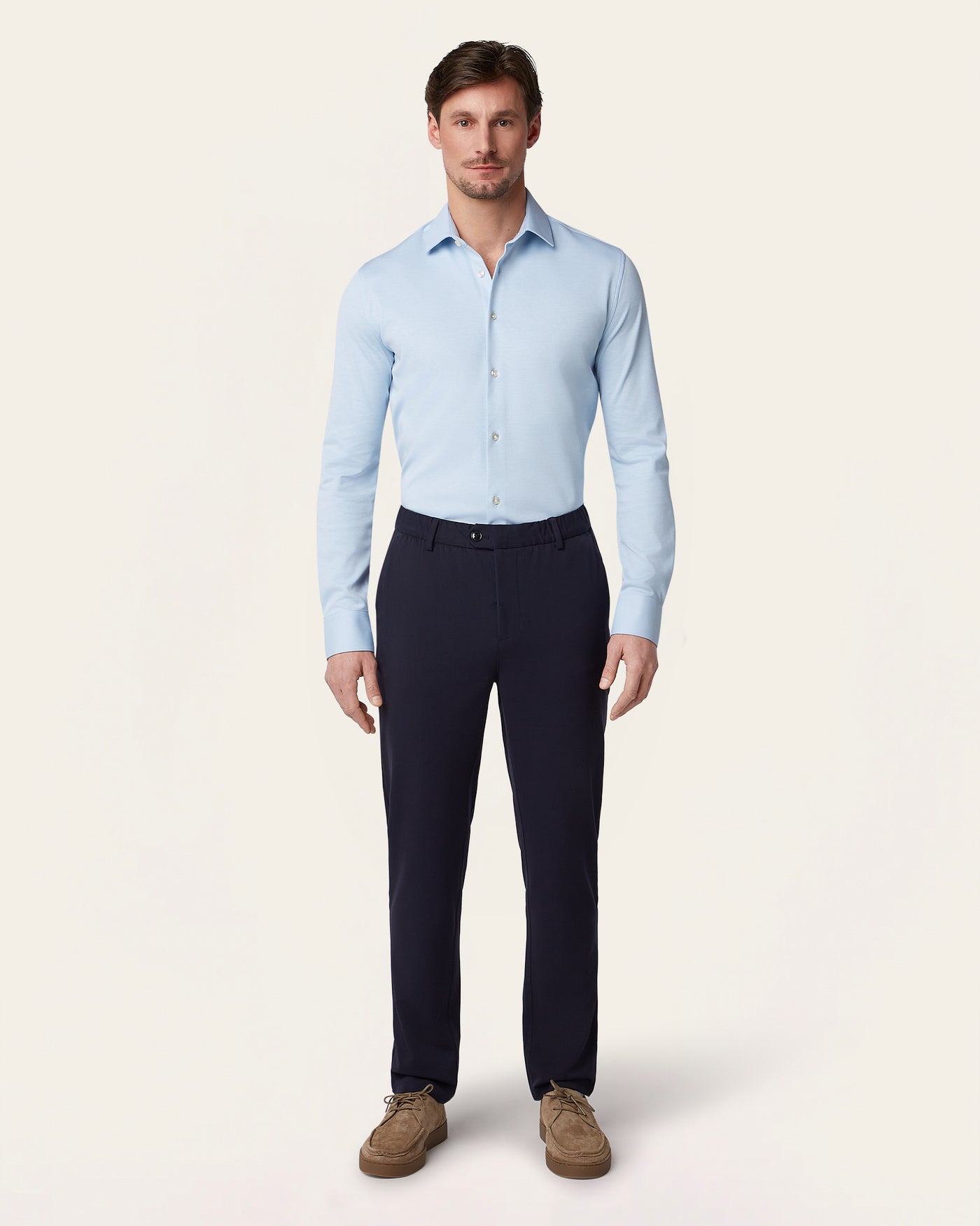 Knitted non-iron shirt Light Blue
