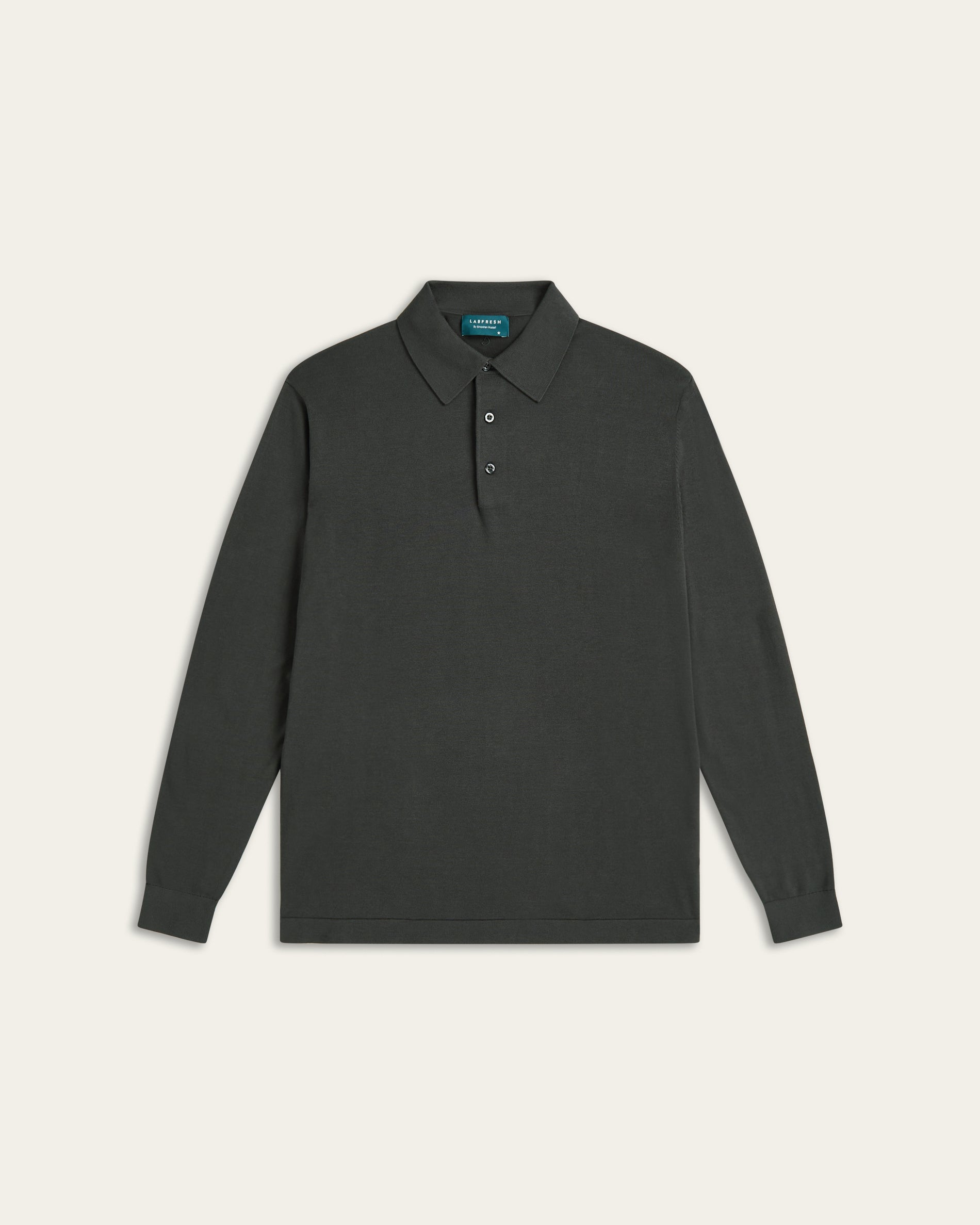 Knitted Long-sleeve Polo Dark Grey