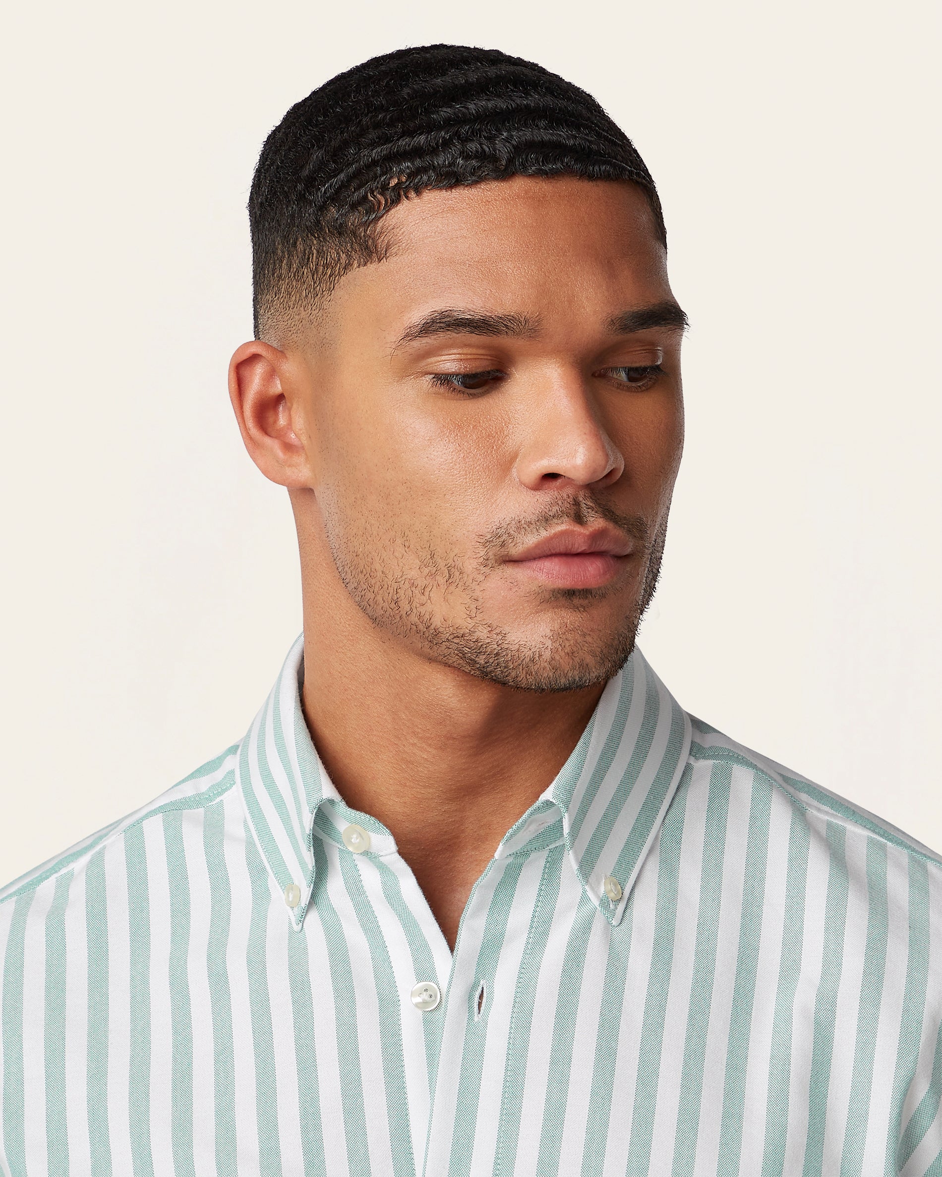 Oxford Shirt Green / White stripe
