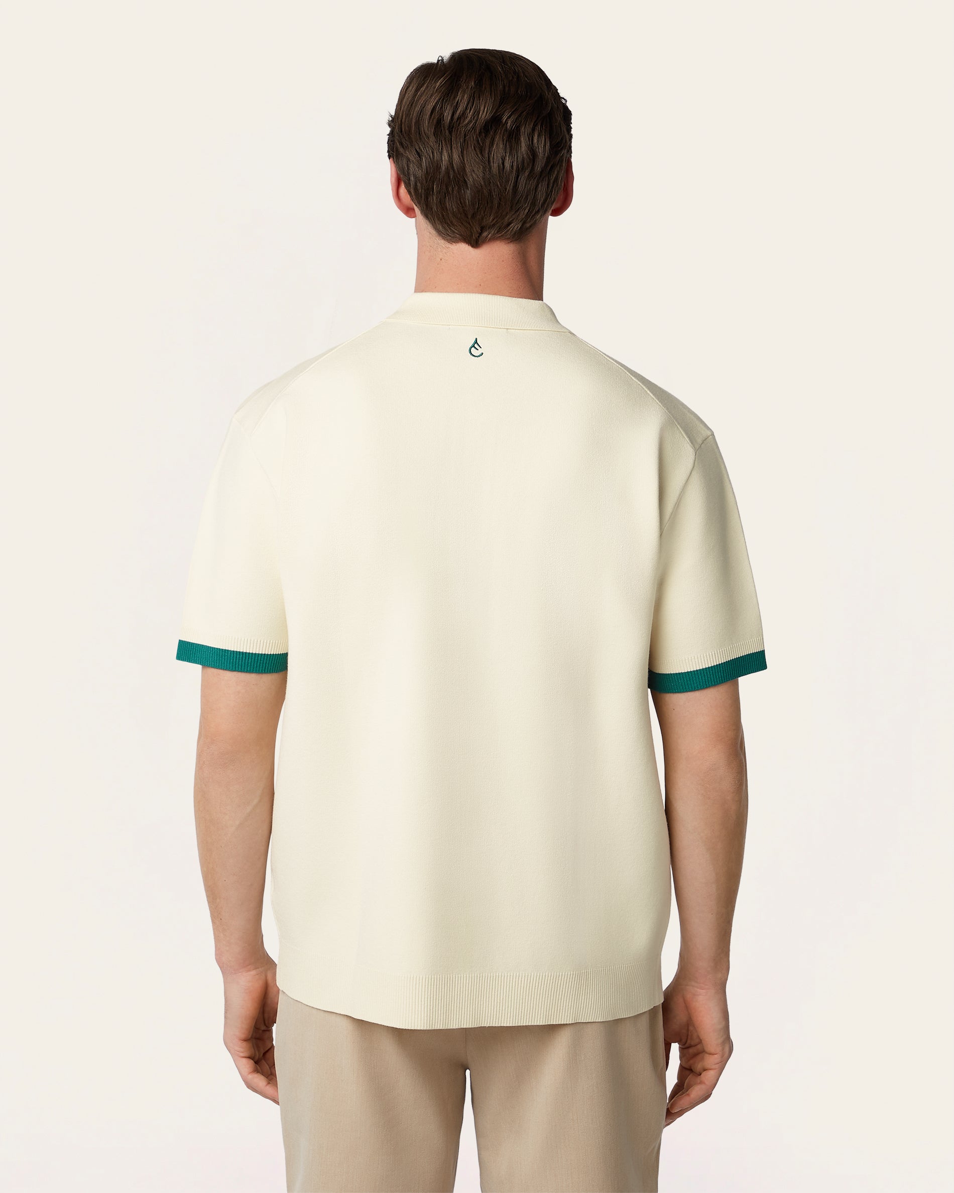 Jacquard Polo Off White / Dark Green